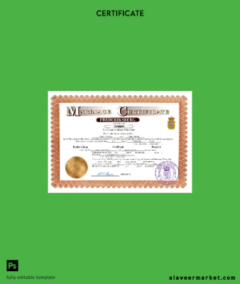 Danimarka marriage Sertifika Word and PDF Şablon