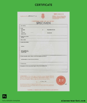 England General register office adoption Sertifika