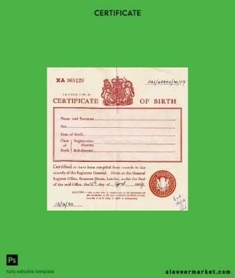 England Register Office birth Sertifika