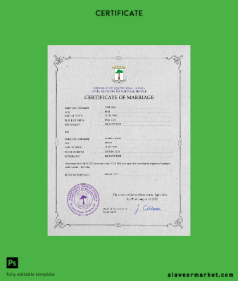 Equatorial Guinea marriage Sertifika PSD Şablon