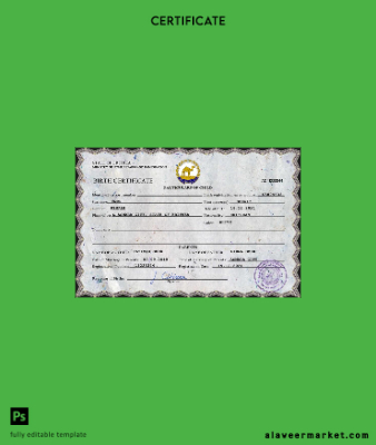 Eritrea vital record birth Sertifika PSD Şablon