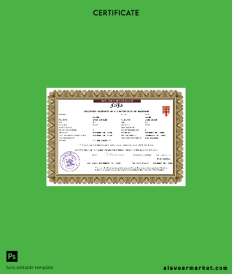 Fiji marriage Sertifika Word and PDF Şablon