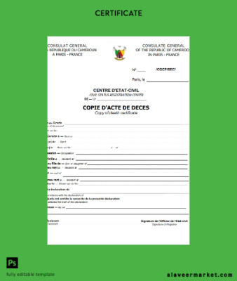 Fransa General Register death Sertifika