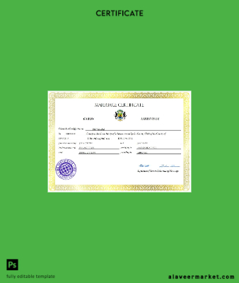 Gabon marriage Sertifika Word and PDF Şablon