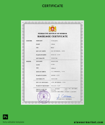 Gürcistan marriage Sertifika PSD Şablon