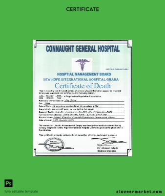 Gana Connaught general hospital death Sertifika
