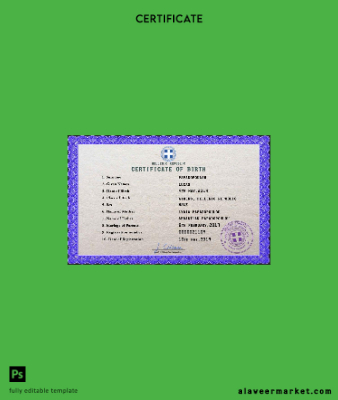 Yunanistan birth Sertifika PSD Şablon