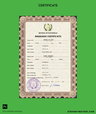 Guatemala marriage Sertifika PSD Şablon