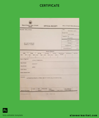 Hawaii Office of Sağlık status monitoring death Sertifika