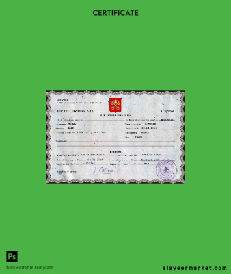 Holy See vital record birth Sertifika PSD Şablon