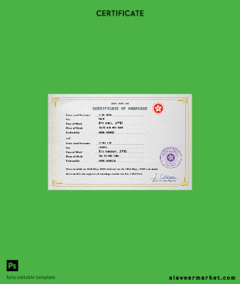 Hong-Kong marriage Sertifika PSD Şablon