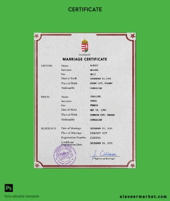 Macaristan marriage Sertifika PSD Şablon