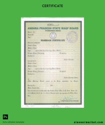 Hindistan Andhra Pradesh state WAQF board marriage Sertifika
