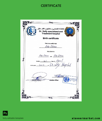 Hindistan Dr. Saify specialized and treatment hospital birth Sertifika