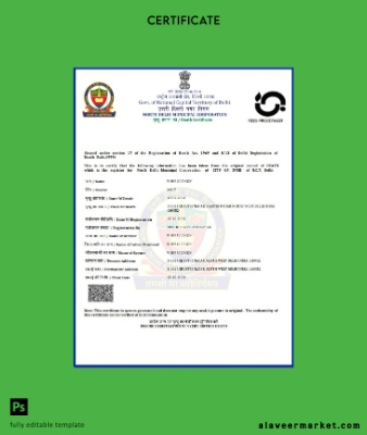 Hindistan Government of Delhi death Sertifika