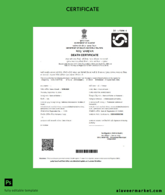 Hindistan Government of Gujarat death Sertifika