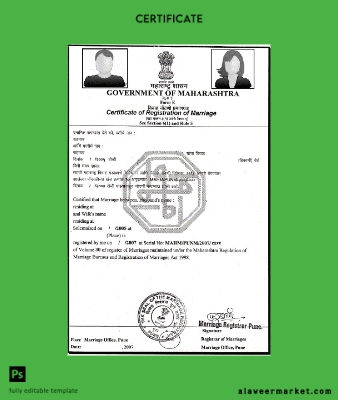 Hindistan Government of Maharashtra marriage Sertifika
