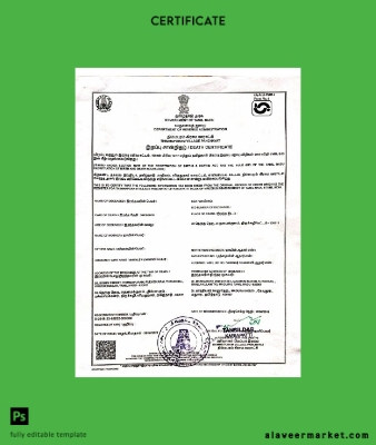 Hindistan Government of Tamil Nadu death Sertifika