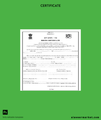 Hindistan Rajasthan Registration of births and deaths Sertifika of birth