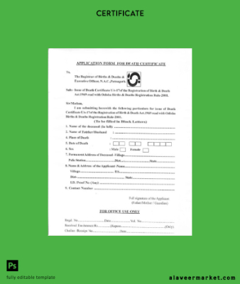 Hindistan Registrar of births and deaths of Patnagarh death Sertifika
