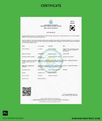 Hindistan West Bengal Rural hospital birth Sertifika