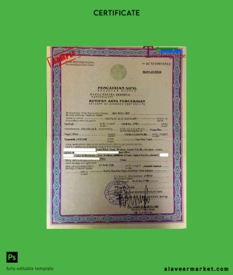 Endonezya Register of Blitar divorce Sertifika