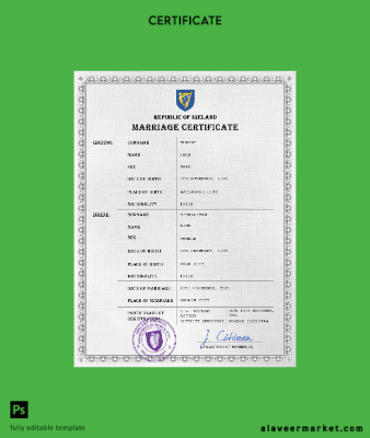 İrlanda marriage Sertifika PSD Şablon