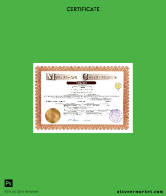 Japonya marriage Sertifika Word and PDF Şablon