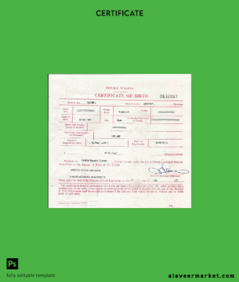 Kenya Register of births death Sertifika