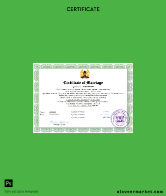 Kenya marriage Sertifika Word and PDF Şablon