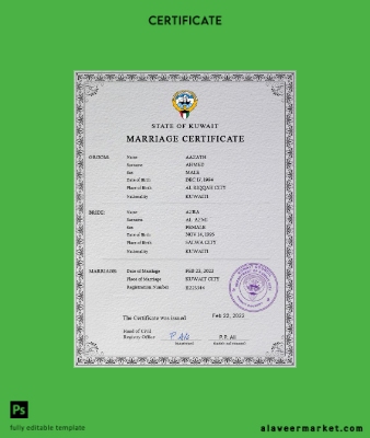 Kuveyt marriage Sertifika PSD Şablon