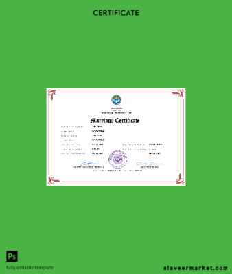 Kyrgyzstan marriage Sertifika Word and PDF Şablon