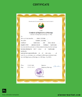 Laos marriage Sertifika Word and PDF Şablon