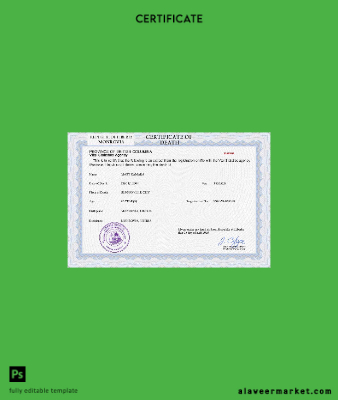 Liberia death Sertifika PSD Şablon