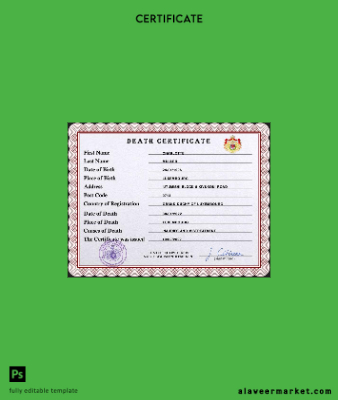 Lüksemburg vital record death Sertifika PSD Şablon