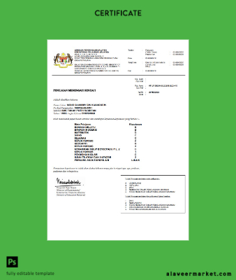 Malezya Ministry of Education Sertifika Şablon in Word and PDF format
