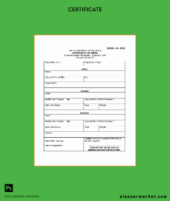 Malezya The birth and death registration ordinance birth Sertifika