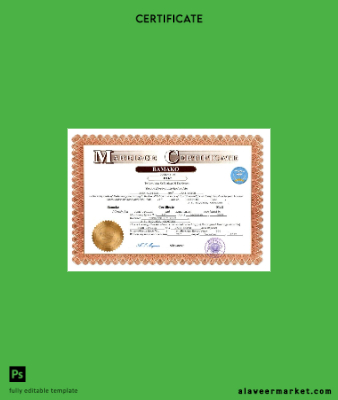 Mali marriage Sertifika Word and PDF Şablon