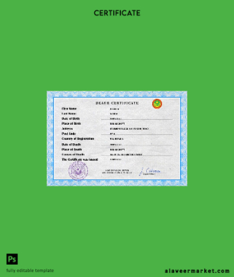 Mauritania vital record death Sertifika PSD Şablon