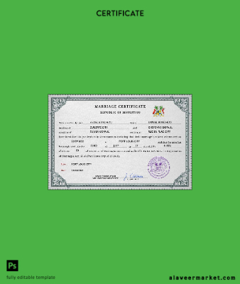 Mauritius marriage Sertifika PSD Şablon
