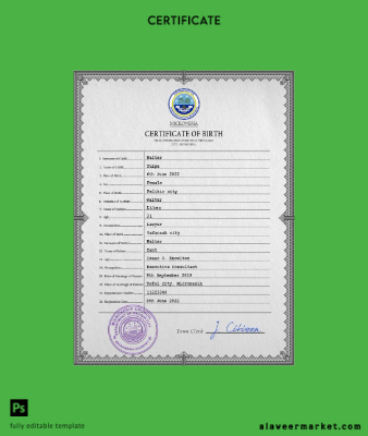 Micronesia birth Sertifika PSD Şablon