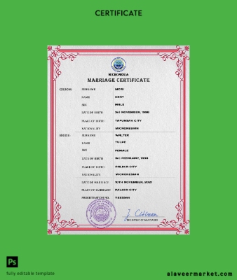 Micronesia marriage Sertifika PSD Şablon