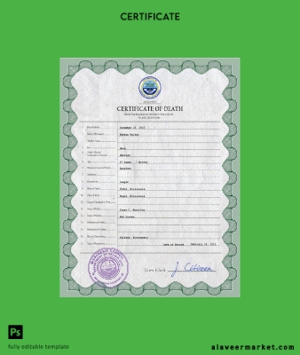 Micronesia vital record death Sertifika PSD Şablon