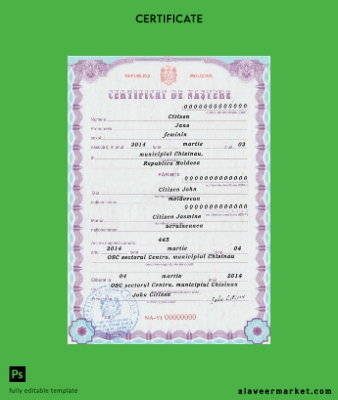 Moldova birth Sertifika