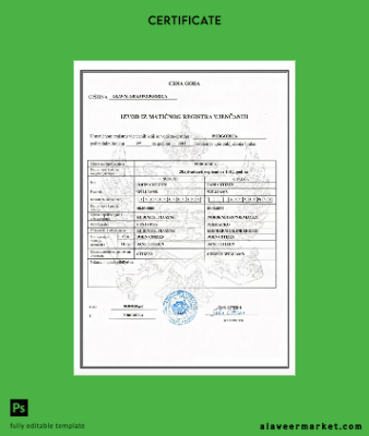 Montenegro (Crna Gora) marriage Sertifika