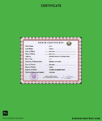 Nauru vital record death Sertifika PSD Şablon