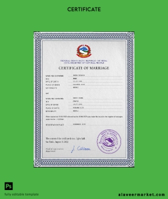 Nepal marriage Sertifika PSD Şablon