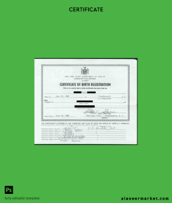Yeni York Bureau of vital records of Albany birth Sertifika