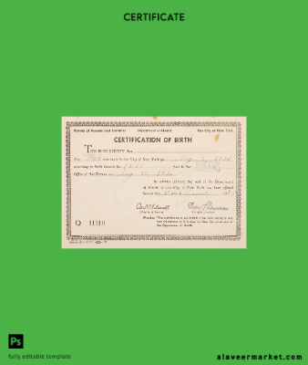 Yeni York Department of Sağlık birth certification