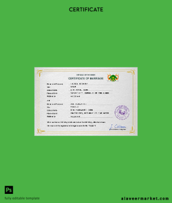 Niger marriage Sertifika PSD Şablon